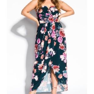Strapless Floral Maxi Dress